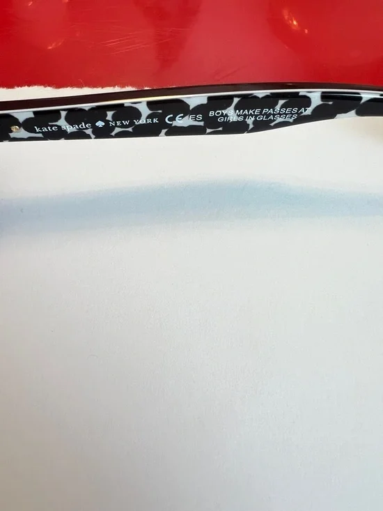 kate spade burgundy front with black-and-white patterned temples eyeglasses - Picture 6 of 10